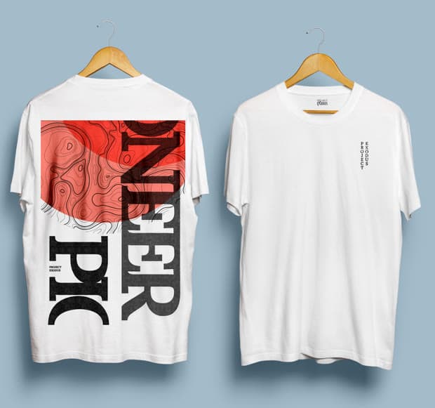 Typographic apparel design, front and back